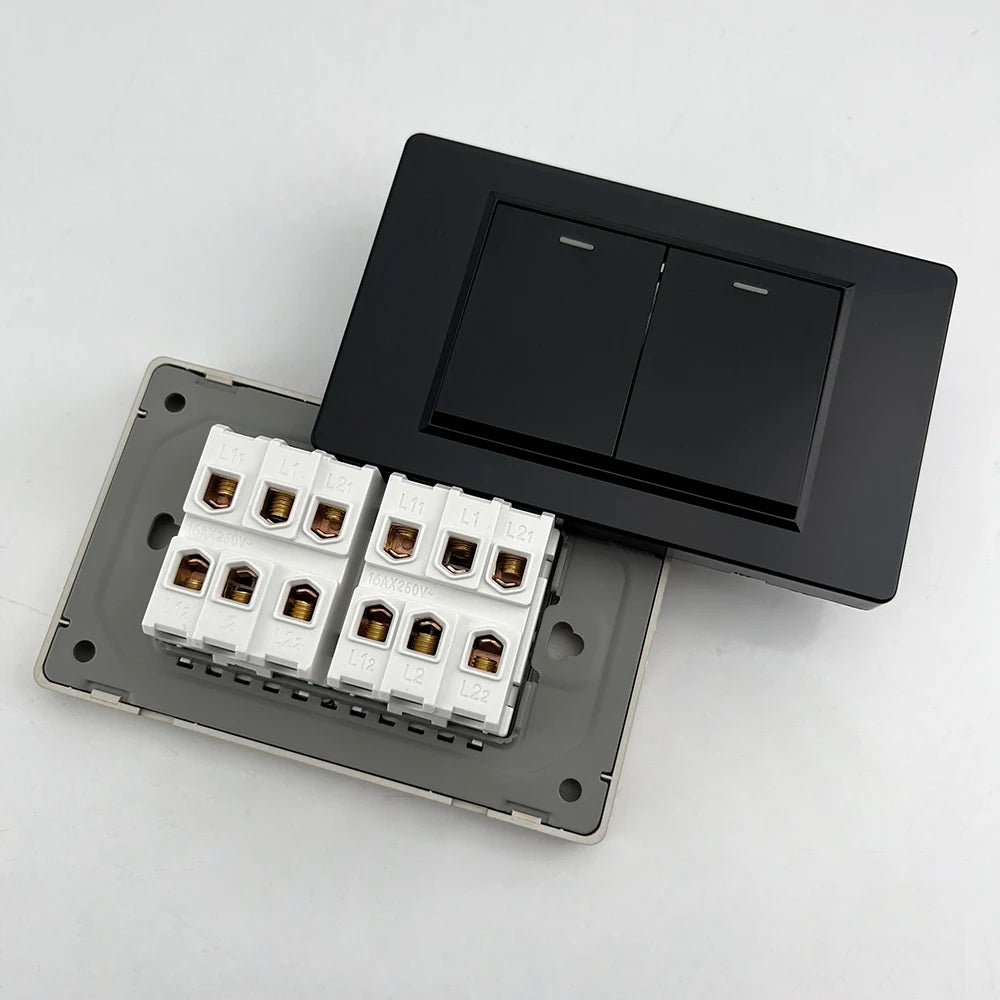 118 Type Brazil Korea AU US Standard Wall Light Switch 16A PC Panel Power ON OFF 1/2/3/4/Gang 2Way Push Rocker Button Switch