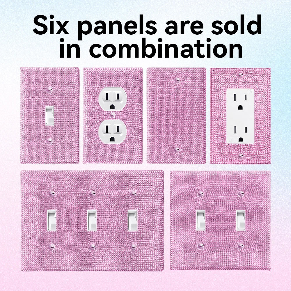 1 wall panel light switch cover, various styles, pink/white/black/gold  diamond, socket cover, sturdy and durable
