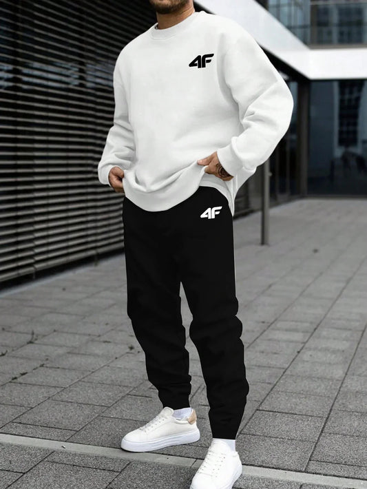 Sports Mens Tracksuit Print Long Sleeves Sweatshirt Sweatpants Casual Gym Jogging Tops Pants Man Clothing Fall Winter Sportwear