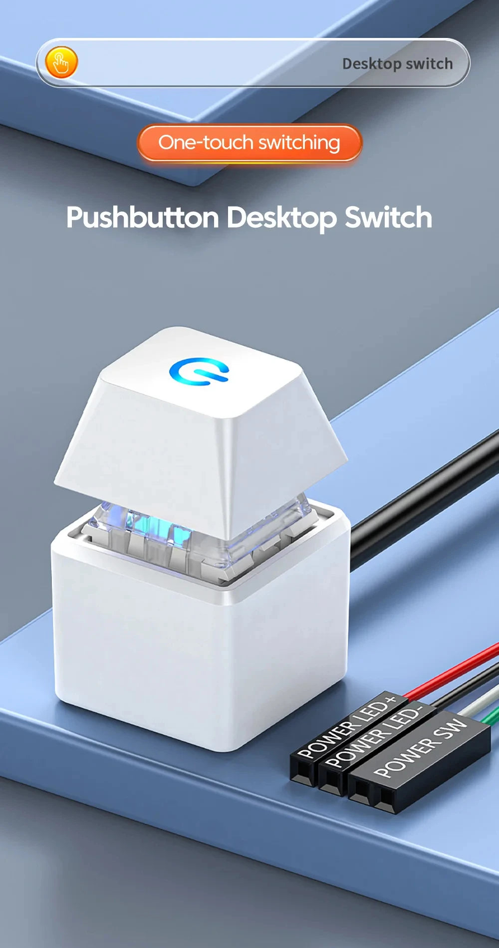 Ldpcsj Computer Desktop Switch 2m Led Lights Pc Motherboard External Boot Power On/Off Button Extension Cable for Home Office Co