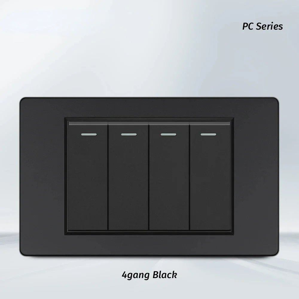 Melery 1/2/3gang 1way 2way Black PC Panel Brazil USA Italy Mexico 250V 16A Standard 118mm light Wall Switch On Off Push Button