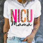 Blessed Grandma Print T-Shirt, Mother's Day Short Sleeve Crew Neck Casual Top For Spring & Summer, Women's Clothing