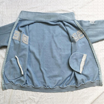 Embroidered Letter Zipper Sweatshirt