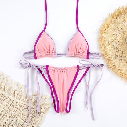 Two-piece printed strappy bikini