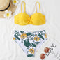 Women's High Waist Bikini Swimsuit with Steel Bracket - Sexy Leopard Print & Floral Design