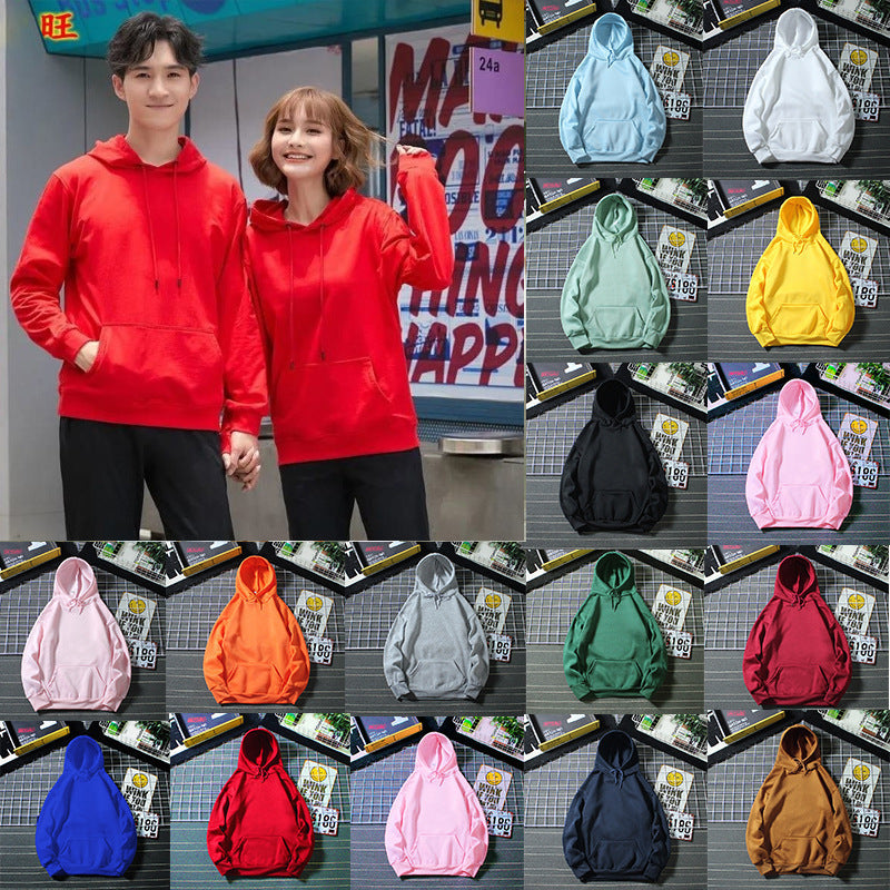 Fleece-Lined Solid Color Pullover Hoodie