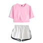 Summer Dance Costume Set Navel Short-sleeved T-shirt Solid Color Shorts Set