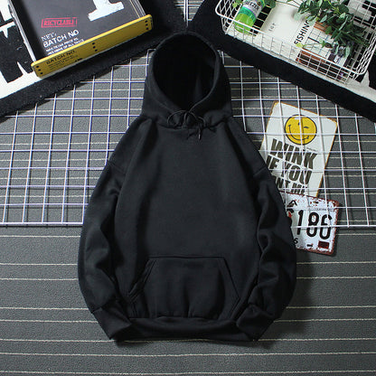 Fleece-Lined Solid Color Pullover Hoodie