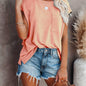 Vibrant Crew Neck Solid T-Shirt - Soft, Breathable, and Relaxing Fit for Women - Perfect Casual Top for Summer and Spring Seasons, Women's Clothing Essential