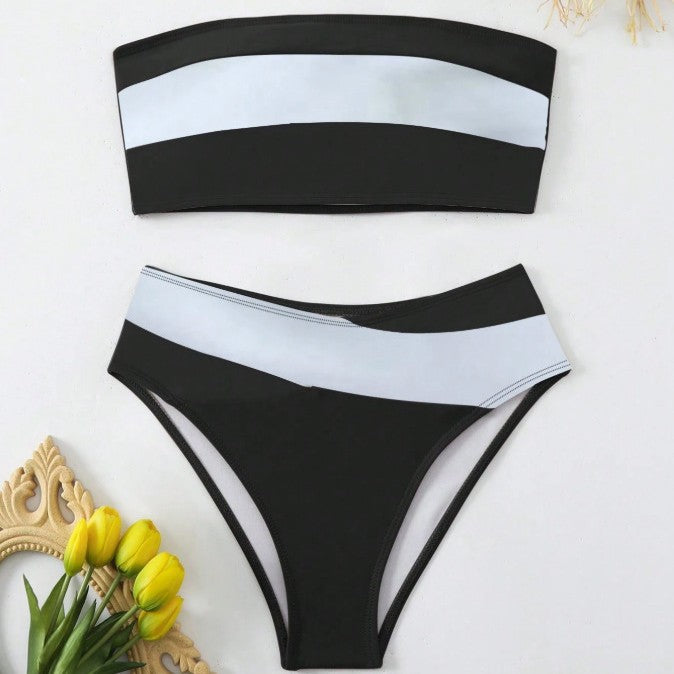 Sexy Plain Fabric Split Swimwear Bikini