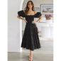 One-shoulder printed puffed-sleeve dress