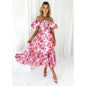 One-shoulder printed puffed-sleeve dress
