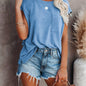 Vibrant Crew Neck Solid T-Shirt - Soft, Breathable, and Relaxing Fit for Women - Perfect Casual Top for Summer and Spring Seasons, Women's Clothing Essential