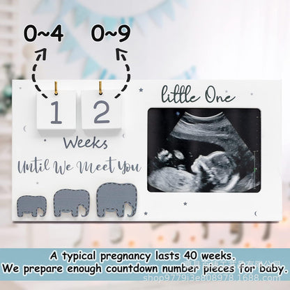 Wooden Photo Frame Baby Countdown Week Ultrasonic Photo Frame Ornament Pregnancy Gift Congratulations Pregnant Baby Photo Memorial