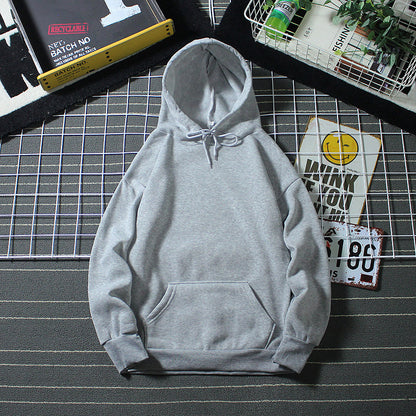 Fleece-Lined Solid Color Pullover Hoodie